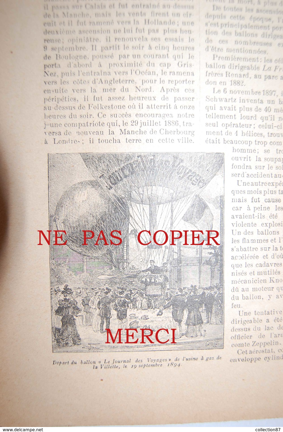 266 JOURNAL des VOYAGES < ALPES AVALANCHE - TURQUIE CONSTANTINOPLE NARGHILEH - NIGER - DIRIGEABLE ZEPPELIN AEROSTATION