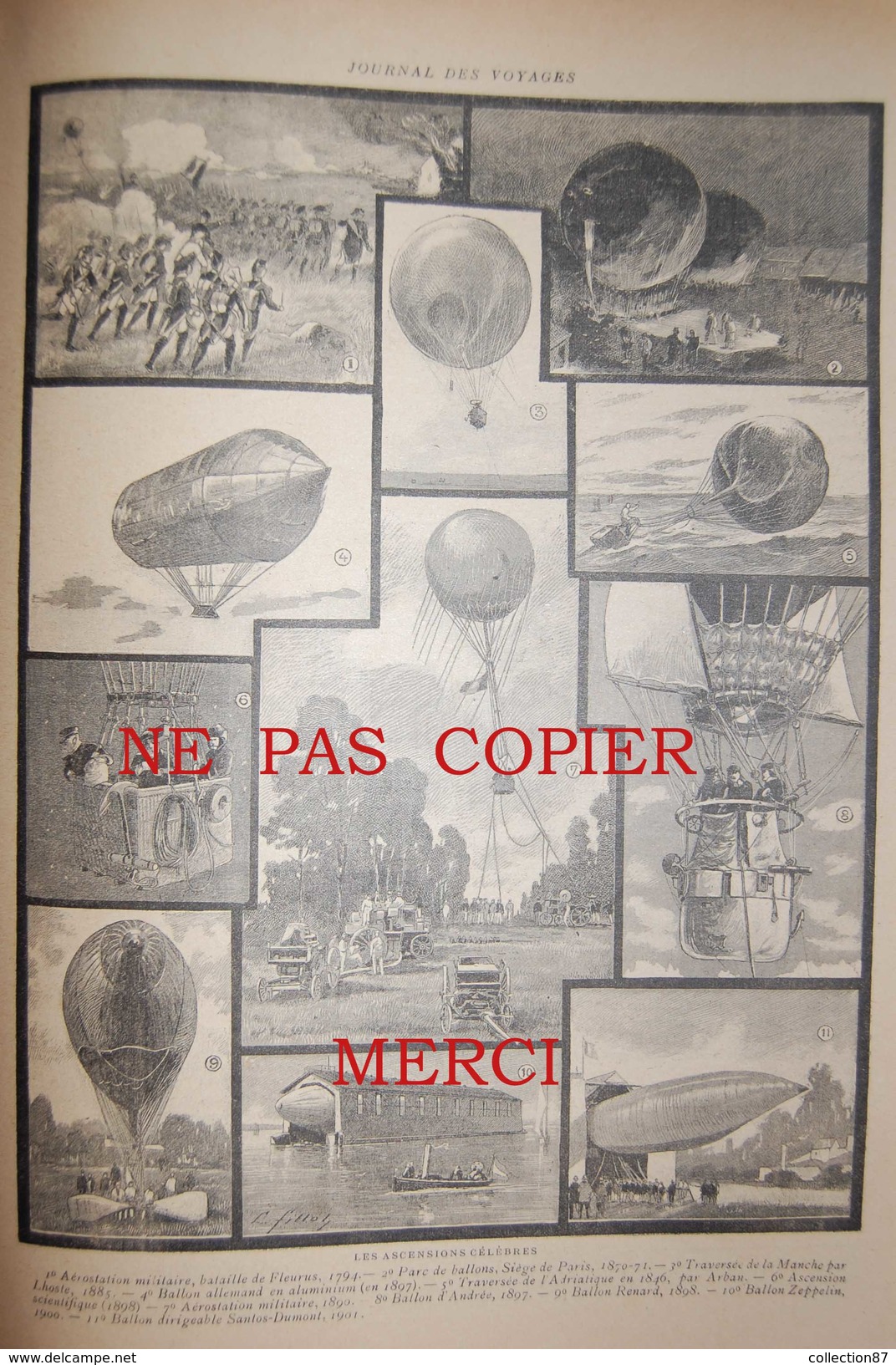 266 JOURNAL des VOYAGES < ALPES AVALANCHE - TURQUIE CONSTANTINOPLE NARGHILEH - NIGER - DIRIGEABLE ZEPPELIN AEROSTATION