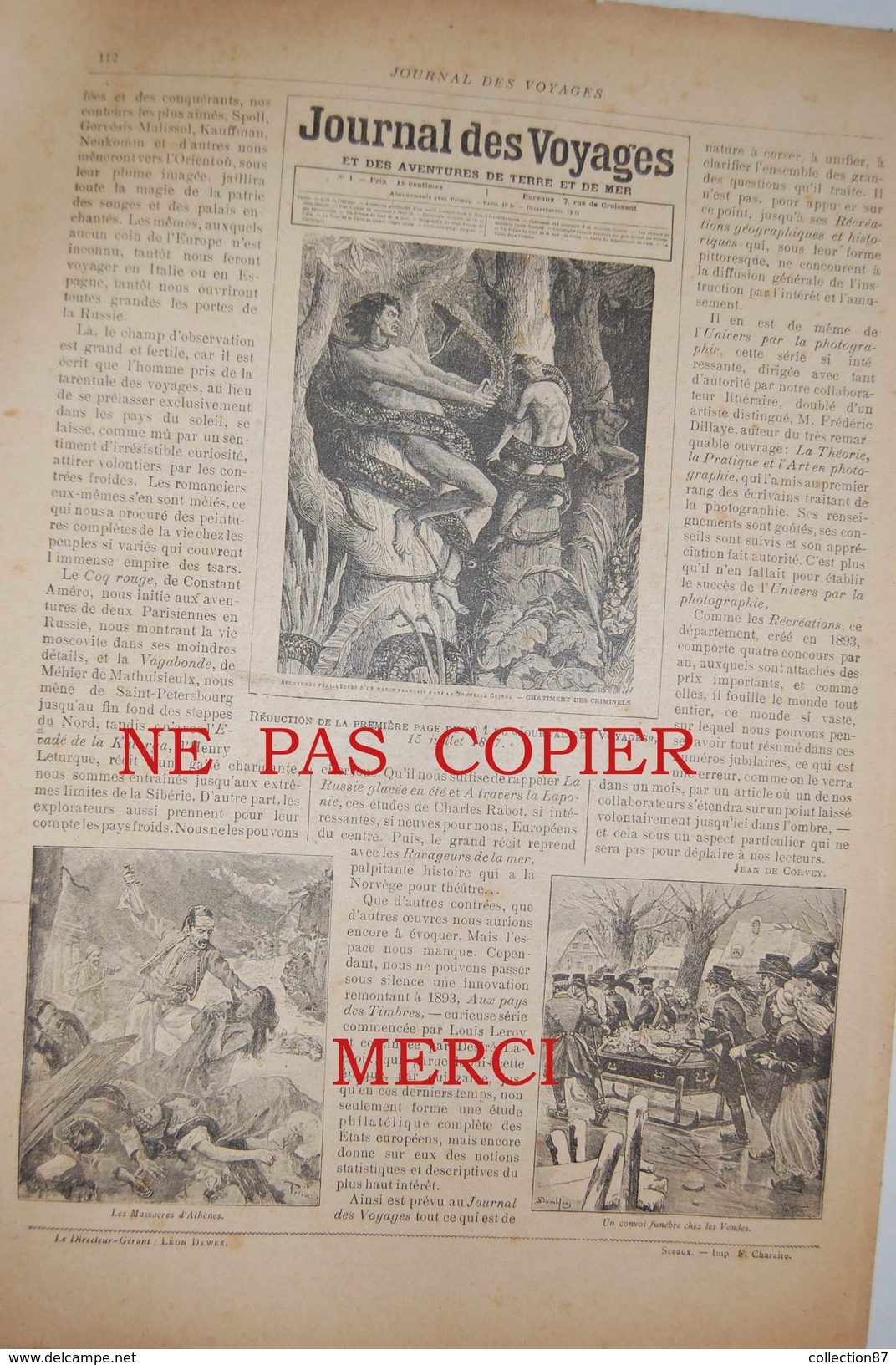 266 JOURNAL des VOYAGES < ALPES AVALANCHE - TURQUIE CONSTANTINOPLE NARGHILEH - NIGER - DIRIGEABLE ZEPPELIN AEROSTATION