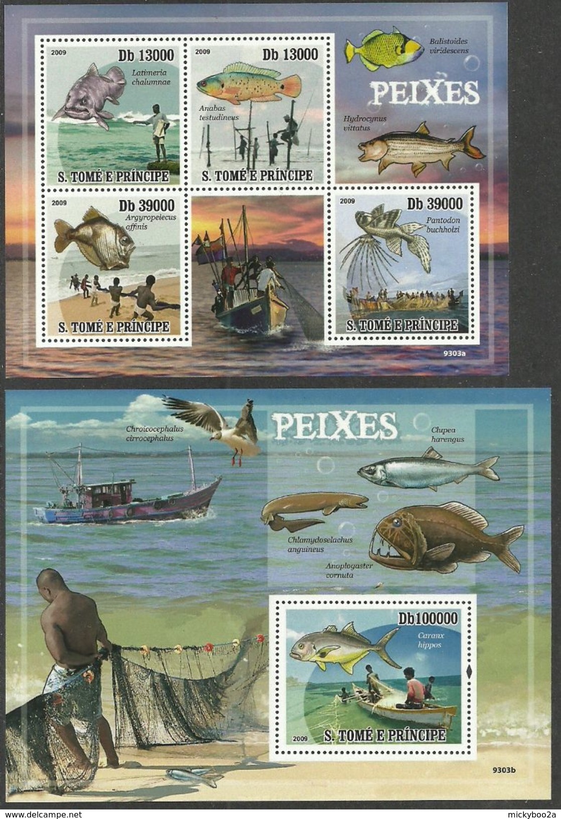 ST THOMAS AND PRINCE 2009 SHIPS FISHING FISH COELACANTH SHEETS MNH - Sao Tome And Principe