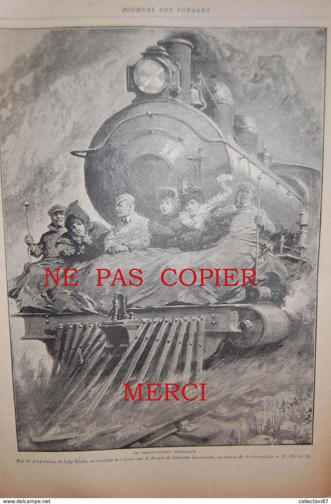 267 JOURNAL des VOYAGES < CONSTANTINOPLE - NARGHILEH - TRAIN COW CATCHER - NIGER- CONSTRUCTION SOUS MARIN " LE VENGEUR "