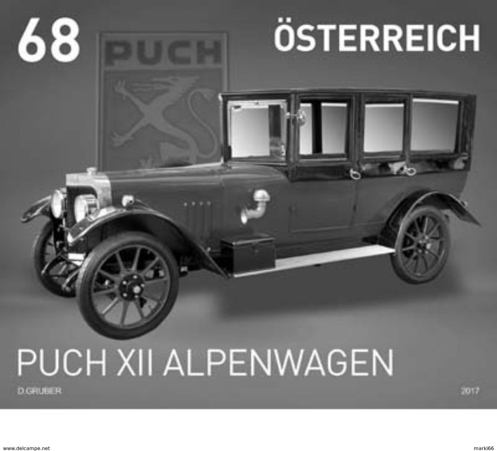 Austria - 2017 - Puch XII Alpenwagen - Stamp Proof (blackprint) - Proofs & Reprints