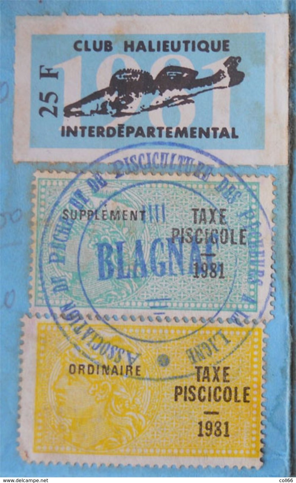 1981 Carte Fédérale De Pêche 3 Timbres Fiscaux Sur Document Blagnac Très Tâché  Dos Scanné - Autres & Non Classés