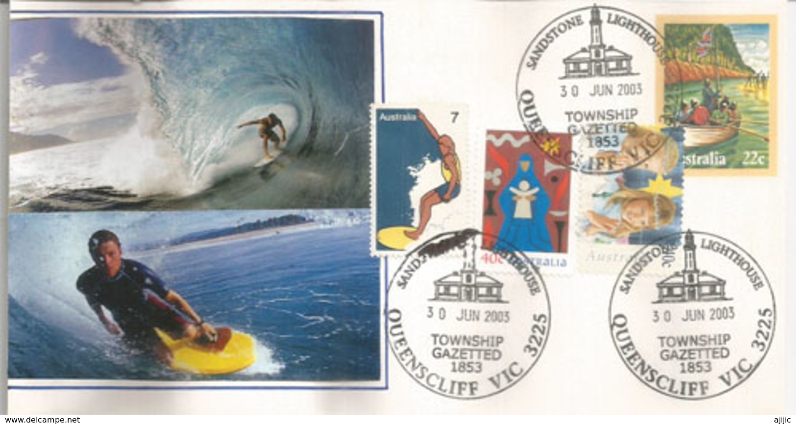 Timbre: Surfing In Australia, Lettre De Queenscliff  (VIC)  Australia - Ski Náutico