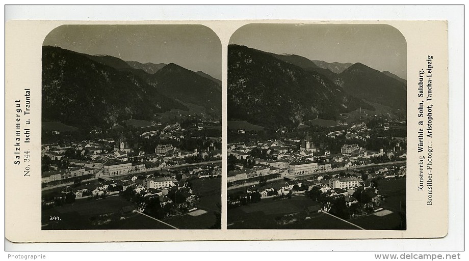 Autriche Salzkammergut Bad Ischl Trauntal Vallee Ancienne Stereo Photo Wurthle 1900 - Stereoscopic