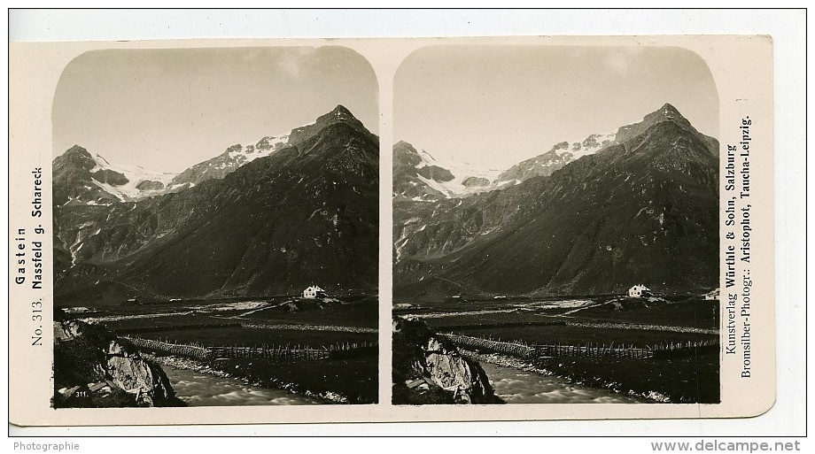 Autriche Gastein Nassfeld Schareck Ancienne Stereo Photo Wurthle 1900 - Stereoscopic