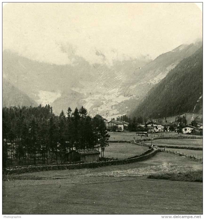 Autriche Zillertal Mayrhofen Panorama Ancienne Stereo Photo NPG 1900 - Stereoscopic