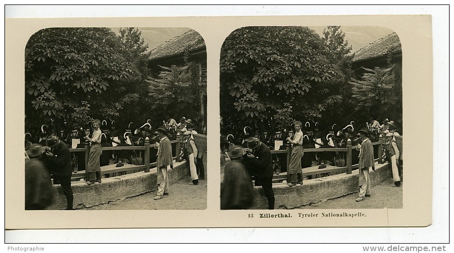 Autriche Tyrol Zillertal Concert Musique Nationalkapelle Ancienne Stereo Photo NPG 1900 - Photos Stéréoscopiques