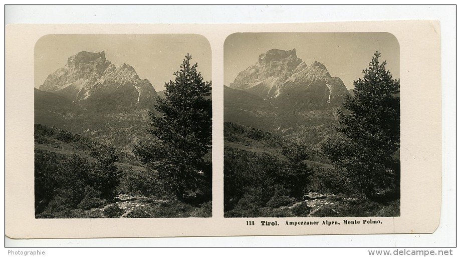 Italy Dolomites Alpes Ampezzan Le Mont Pelmo Ancienne Stereo Photo NPG 1900 - Stereoscopic