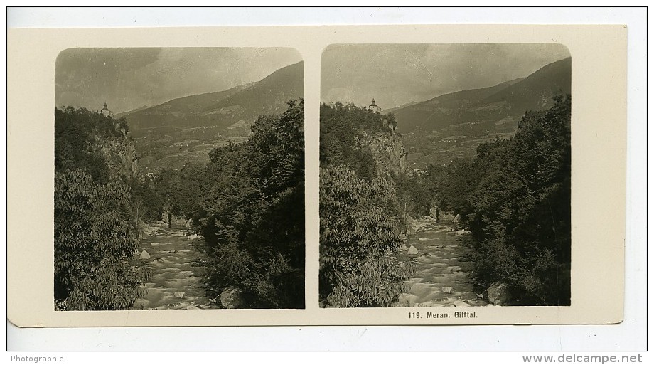 Italie Sud Tyrol Meran Le Torrent Ancienne Stereo Photo NPG 1900 - Stereoscopic