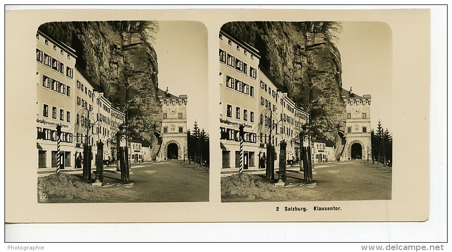 Autriche Salzbourg Klausentor Porte De La Ville Ancienne Stereo Photo NPG 1900 - Stereoscopic