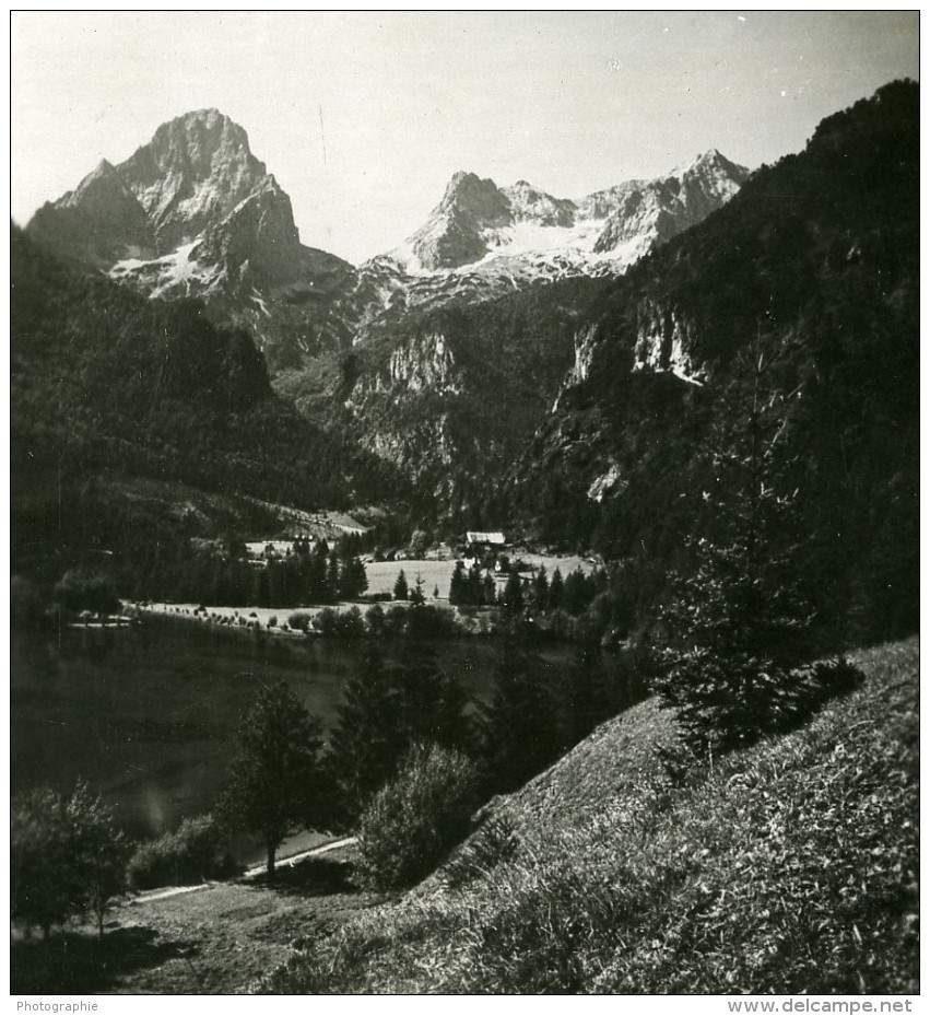 Autriche Salzkammergut Langbathsee Ebensee Ancienne Stereo Photo Photochrom 1900 - Stereoscopic