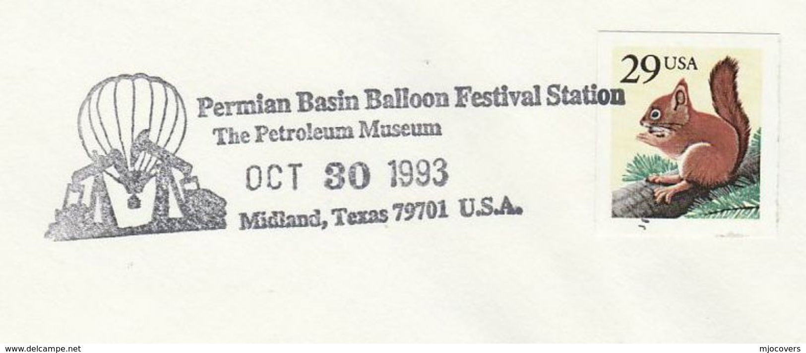 1993 Texas PETROLEUM  MUSEUM BALLOON FESTIVAL Illus OIL DRILL & BALLOON EVENT Cover USA Stamp Ballooning  Energy - Oil