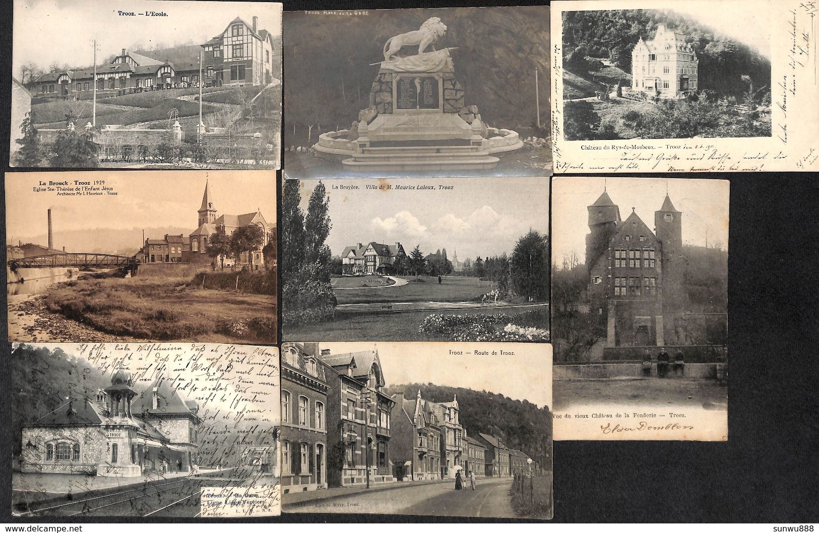 Trooz - Lot De 8 Cartes (animée, Précurseur, Gare, Ecole, Monument...voir Scans) - Trooz