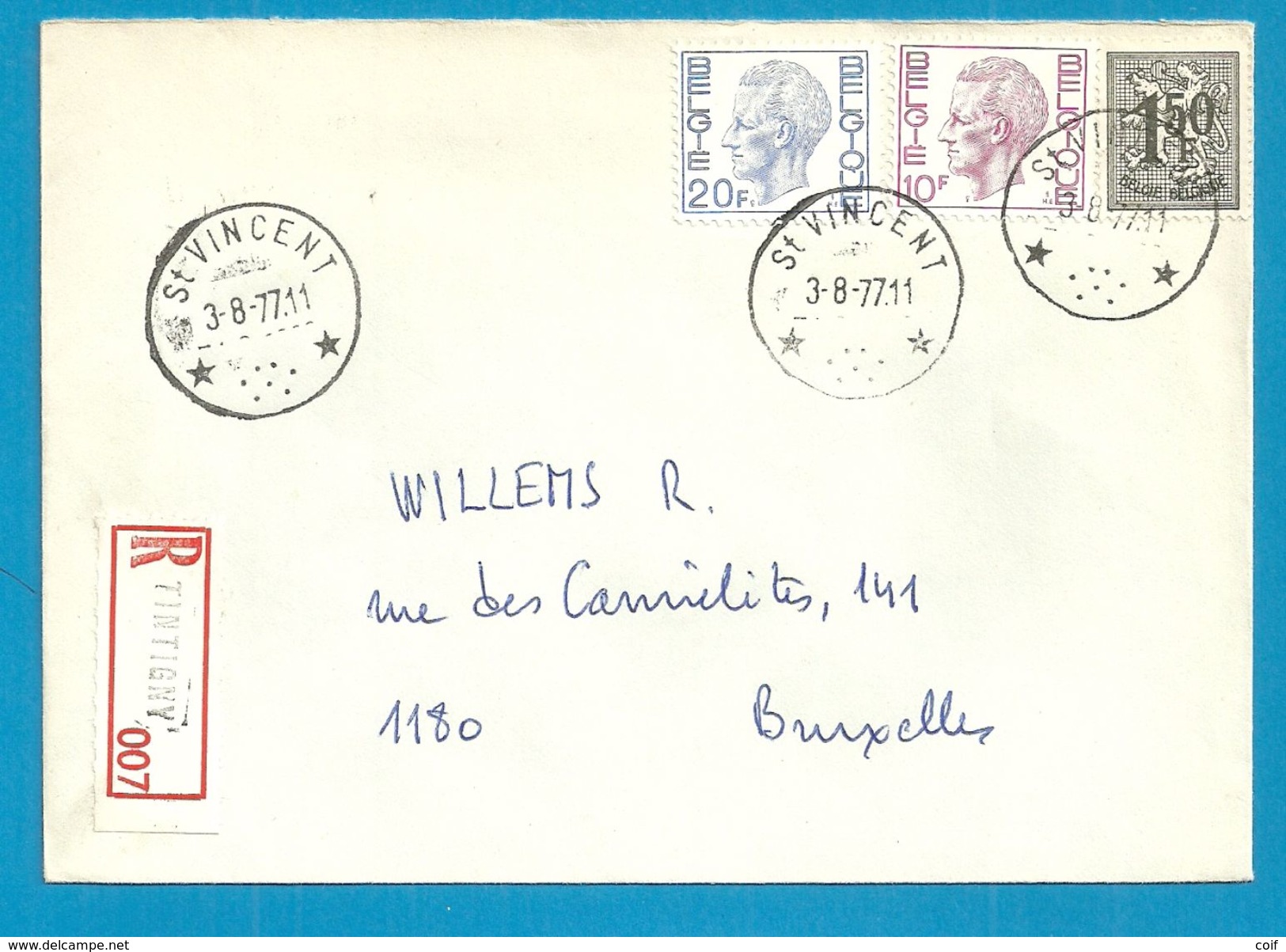 1518+1584+1587 Op Brief Aangetekend Met Sterstempel (Relais) * ST-VINCENT * Met Aantekenstrook TINTIGNY - 1970-1980 Elström