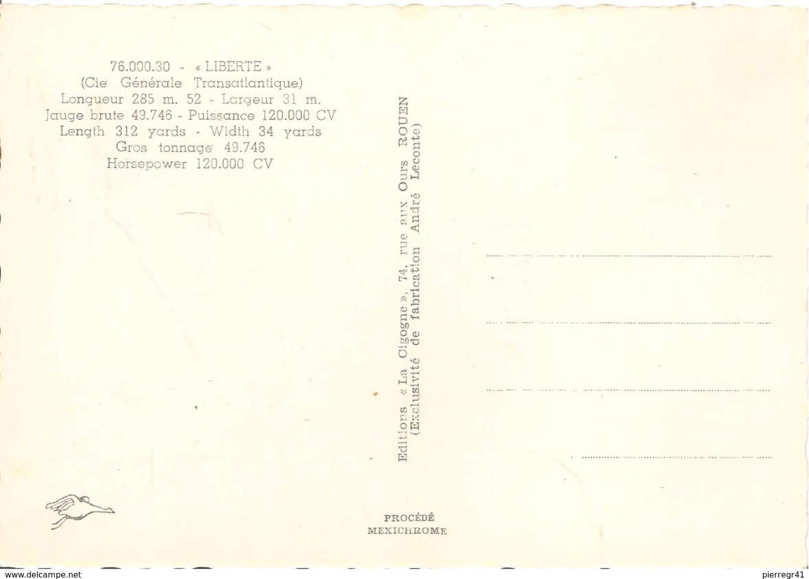 CPA-1955-PAQUEBOT-Cie GENERALE TRANSATLANTIQUE-LIBERTE-Edition IRIS-TBE-RARE - Piroscafi