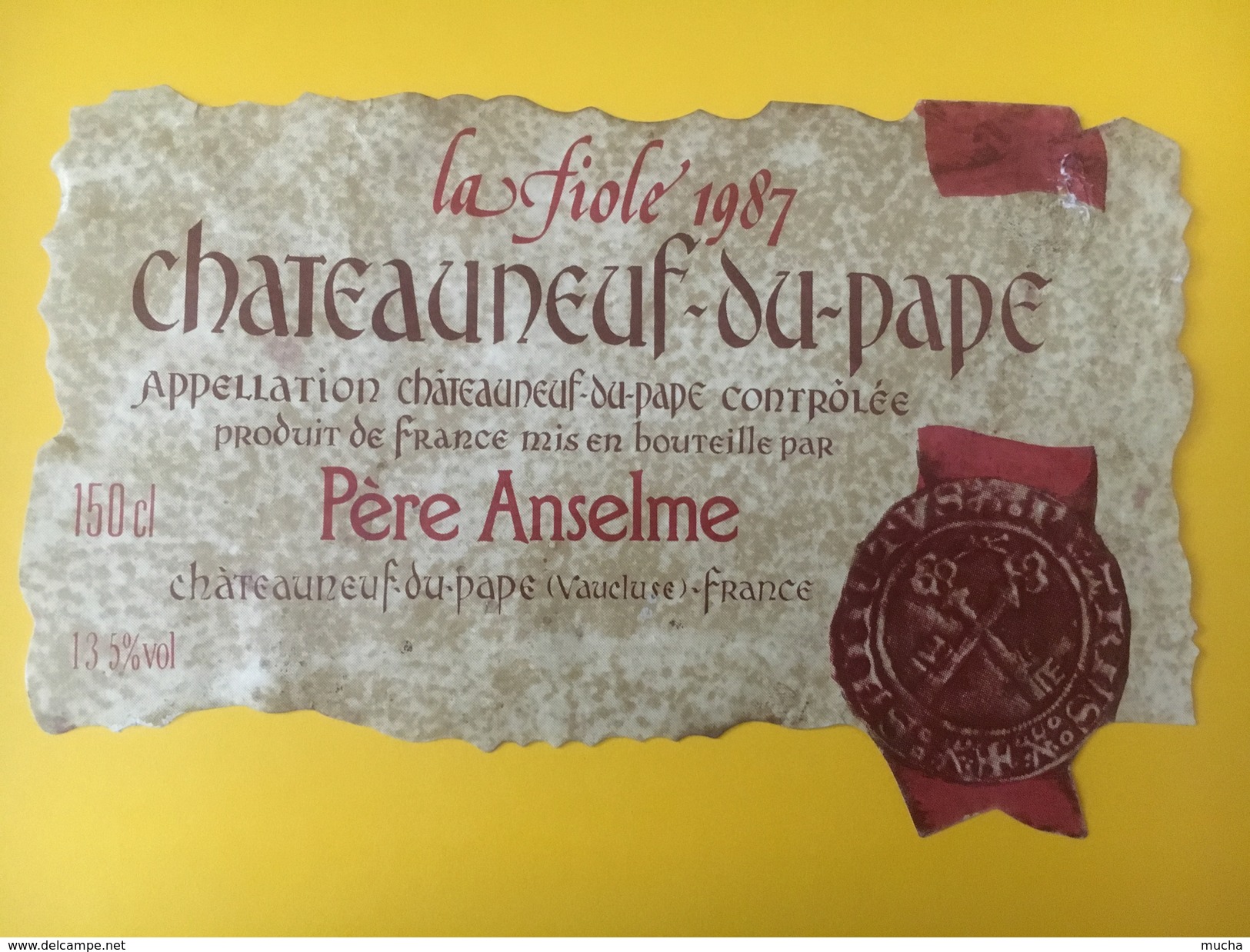 4678 - La Fiole 1987 Château Neuf Du Pape Père Anselme 150cl état Moyen - Côtes Du Rhône