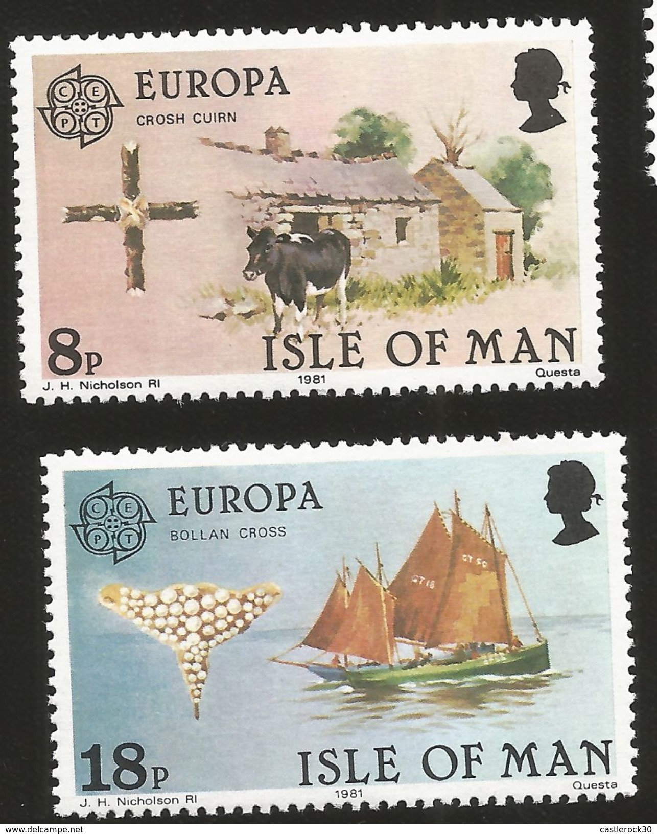 J) 1981 ISLE OF MAN, EUROPA CEPT, FARM, COW, BOAT AND SEA, SET OF 2, MNH - Isle Of Man