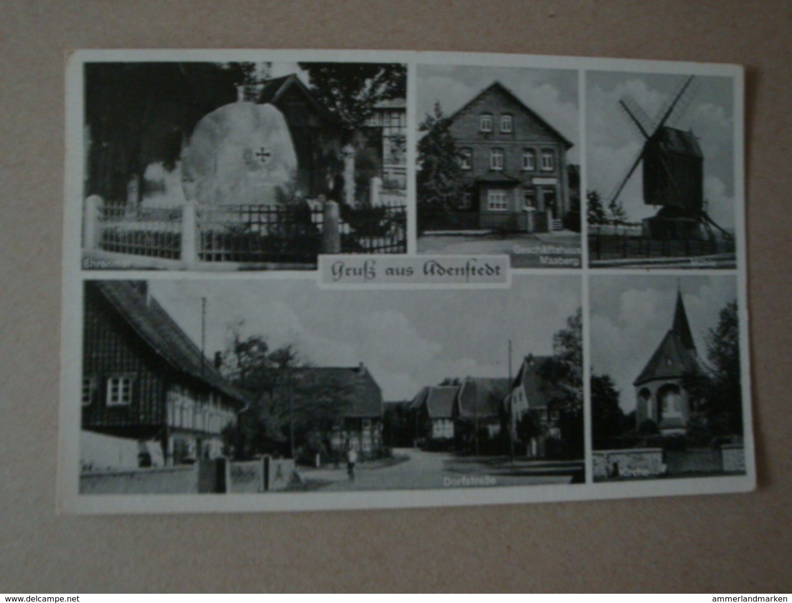 Gruß Aus Adenstedt, Sibbesse, 5 Ansichten, Geschäftshaus Masberg, Mühle, Kirche, Dorfstr., Ehrenmal, Gelaufen 1952 - Hildesheim