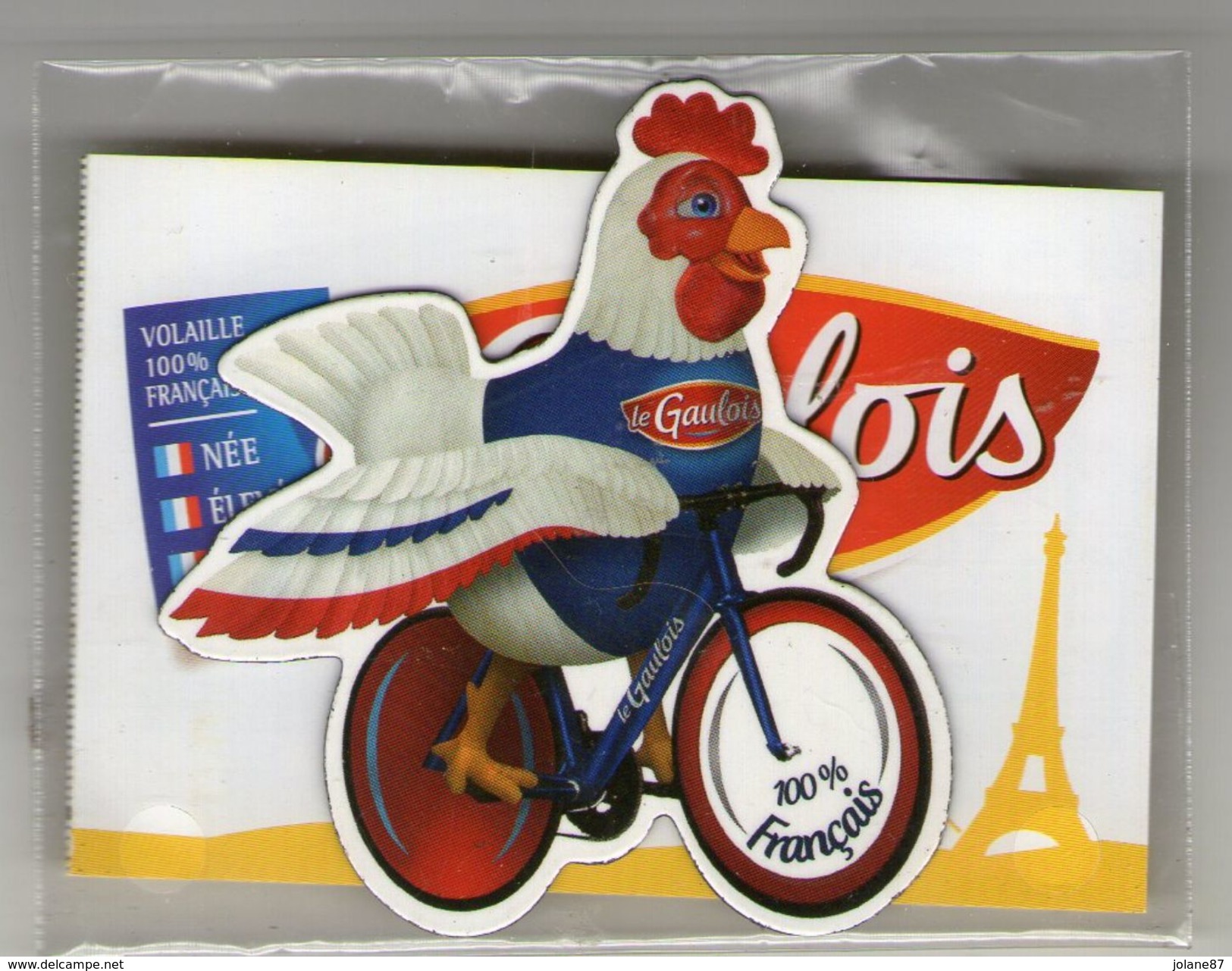 MAGNET     LE GAULOIS    VOLAILLE 100 %  FRANCAISE    POULE SUR UNE BICYCLETTE - Magnets