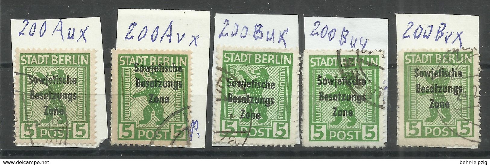 Sowjetische Zone 200 "5 Briefmarken In Unterschiedlicher Zähnung,Gummierung U.Papierart"gestempelt Mi.:64,00 - Autres & Non Classés