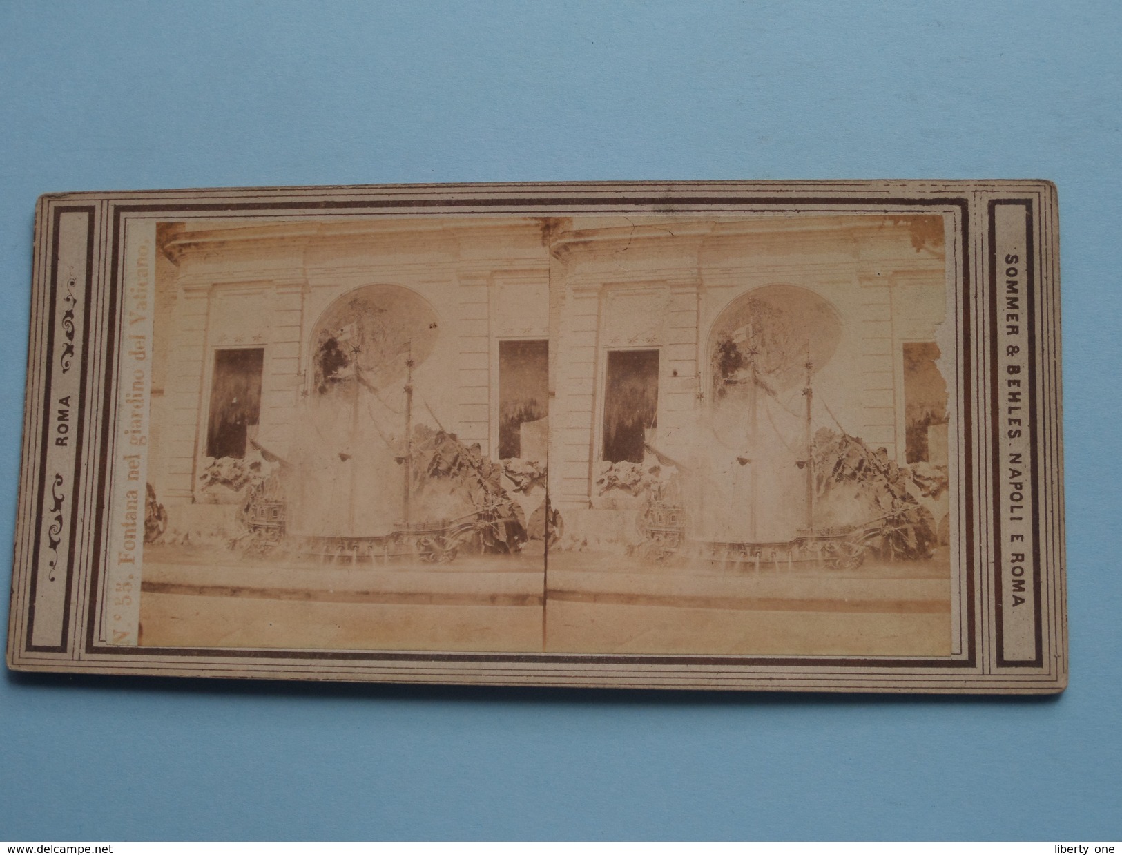 ROMA Fontana Nei Giardino Del VATICANO ( N° 55 ) Stereo Photo Sommer & Behles ( Voir Photo Pour Detail ) ! - Stereoscopic