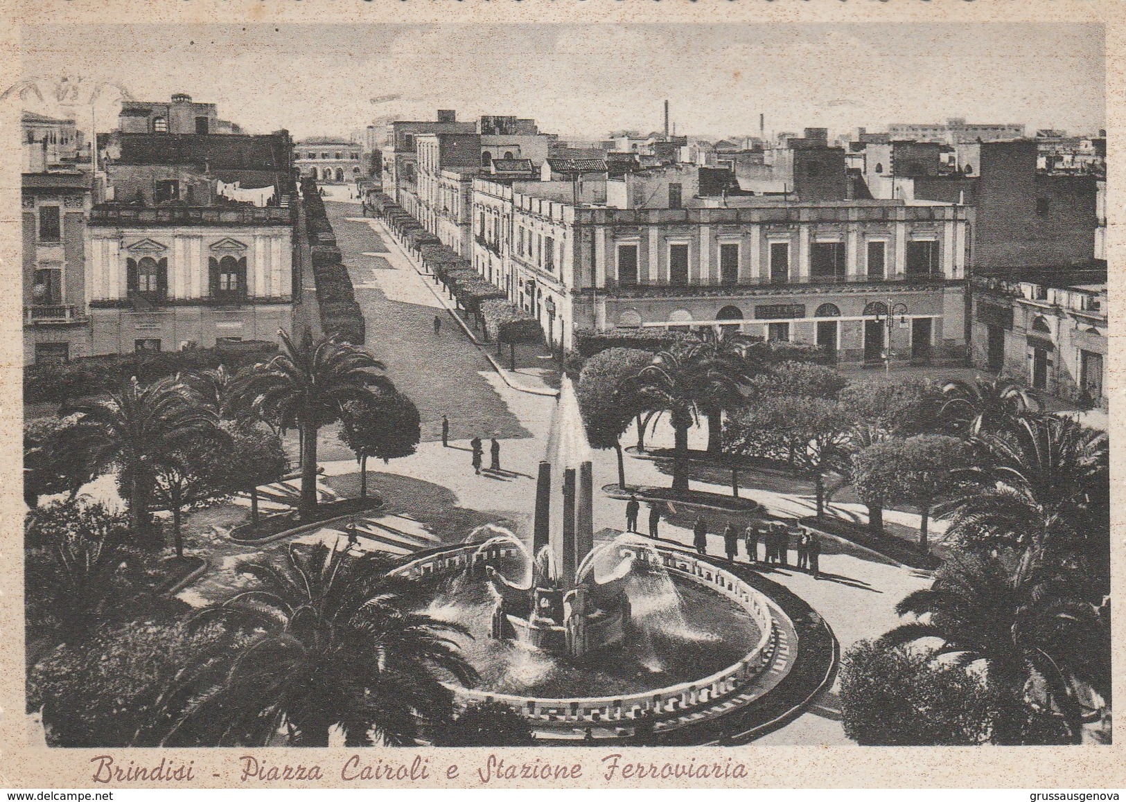 13274) BRINDISI PIAZZA CAIROLI E STAZIONE FERROVIARIA VIAGGIATA 1941 - Brindisi