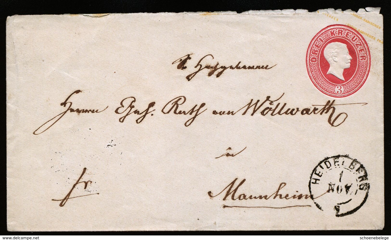 A4784) AD Ganzsachen-Brief Von Heidelberg 1.11. Nach Mannheim - Postal  Stationery