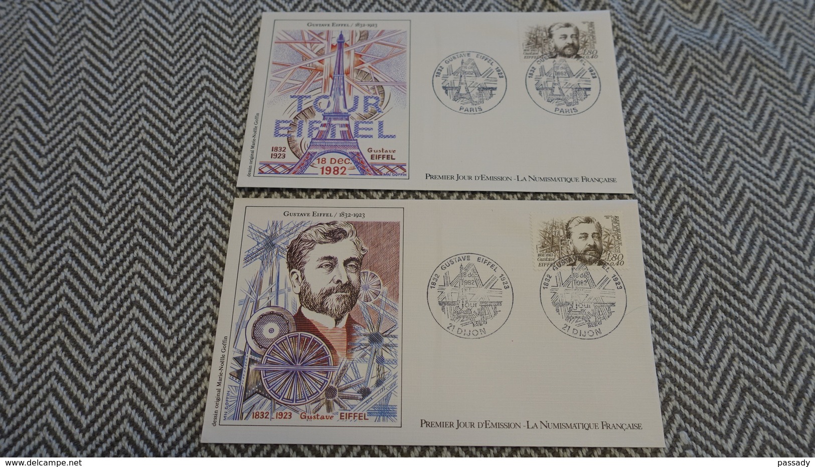 FRANCE FDC 2 Enveloppes 1er Premier Jour NUMISMATIQUE Série GUSTAVE EIFFEL 1982 - Collection Timbre Poste - 1980-1989