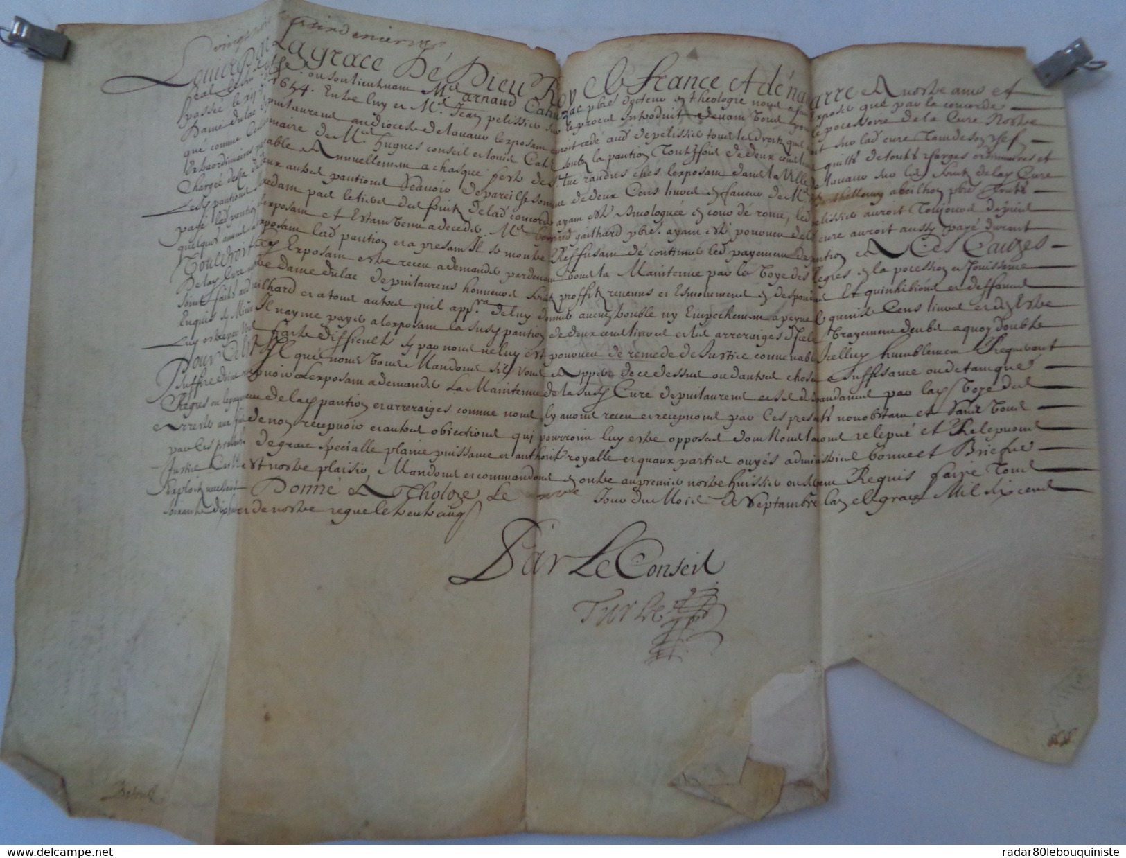 LOUIS.A Notre Ami Et Féal ARNAUD CAHUZAC,docteur En Théologie Cure De Notre Dame De PUYLAURENS Diocèse De Lavaur.1680 - Documents Historiques