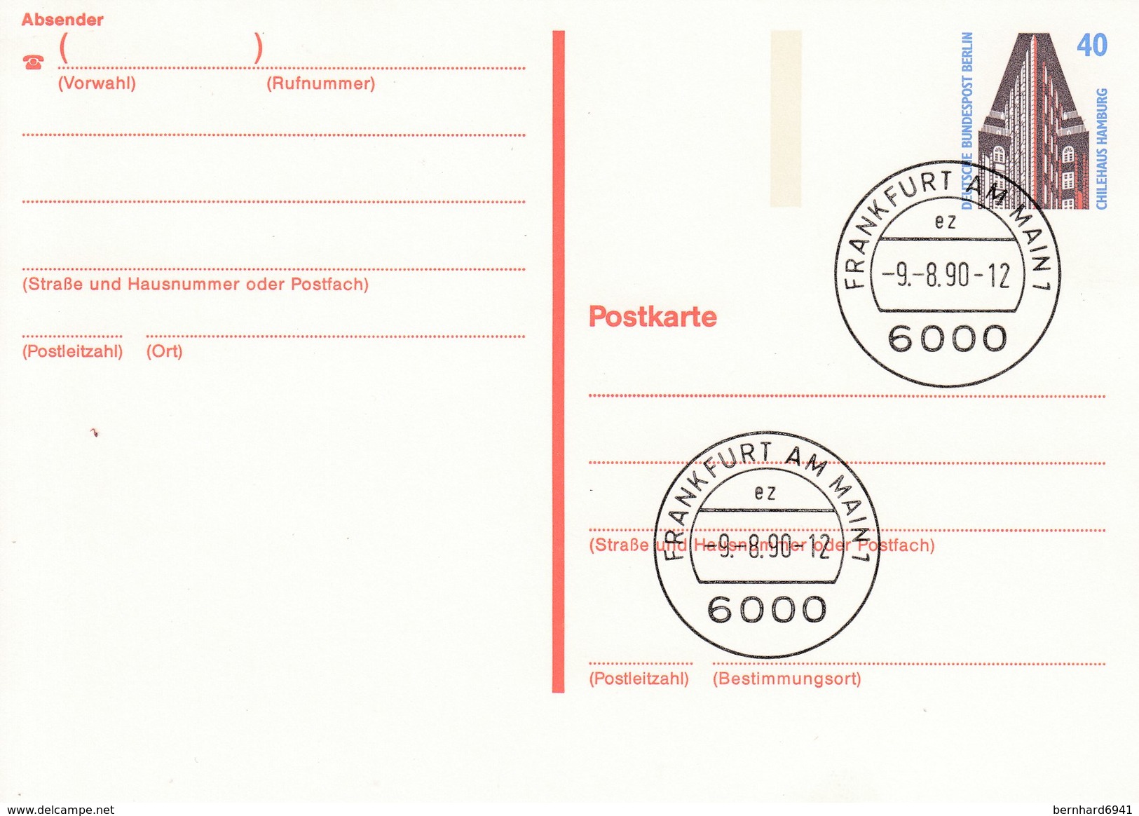 B P 134   40 Pf Sehenswürdigkeiten  - Chilehaus Hamburg, Frankfurt Am Main - Postkarten - Gebraucht