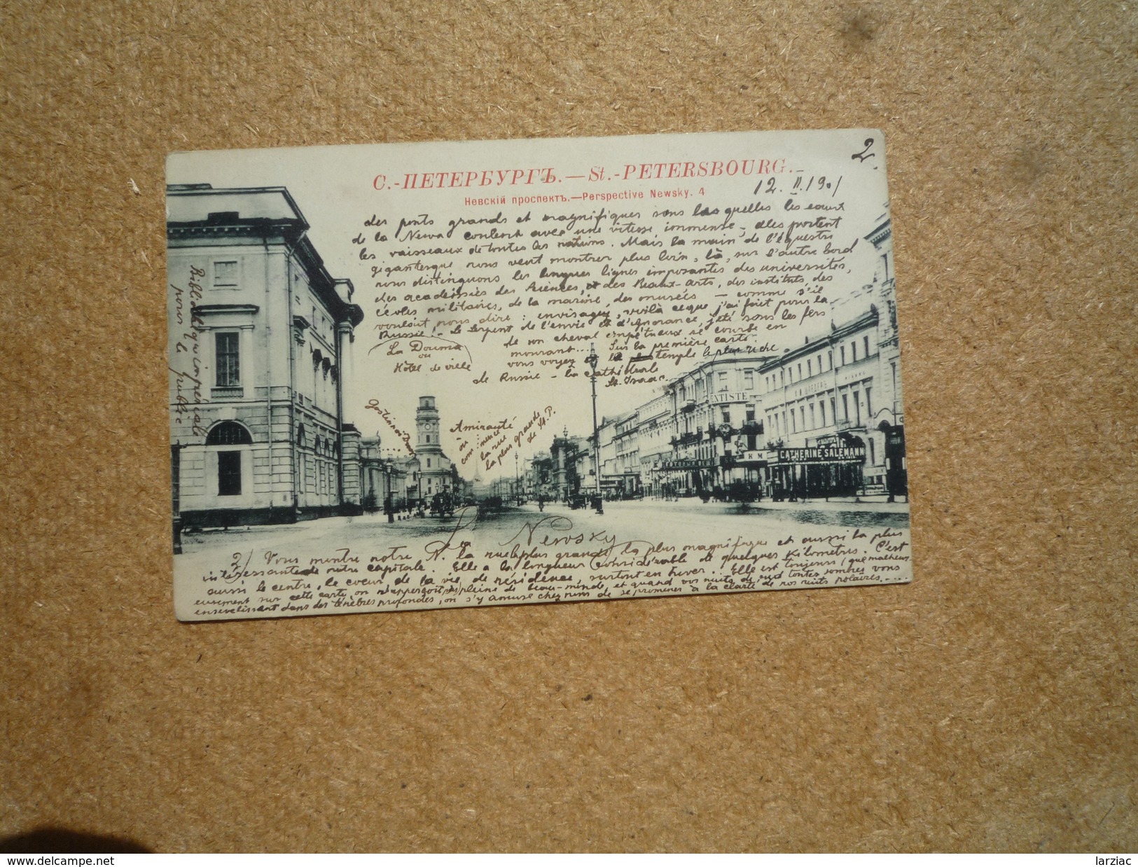 Carte Postale Affranchie Russie Pour Paris Oblitération St Petersbourg  1 Dans Un Cercle 1901 - Maschinenstempel (EMA)