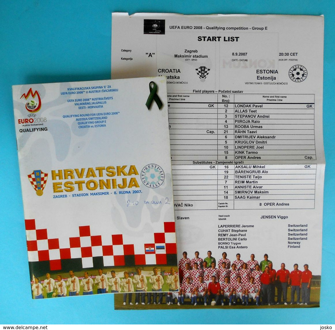 CROATIA V ESTONIA - 2008 UEFA EURO Qual. Football Match Programme * Soccer Fussball Programm Calcio Programma Programa - Programme
