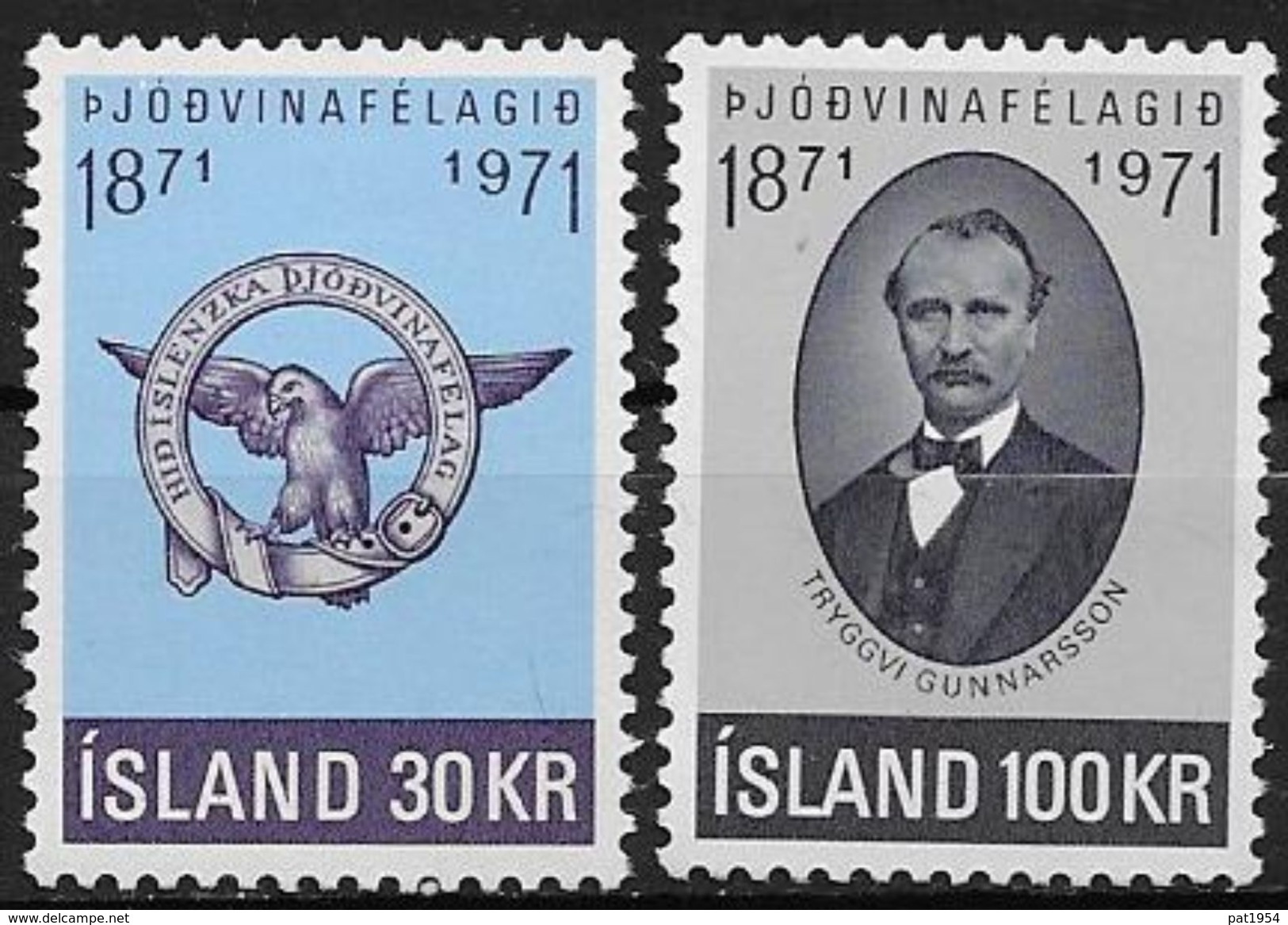 Islande 1971 N° 408/409  Neufs ** MNH Société Patriotique - Nuovi