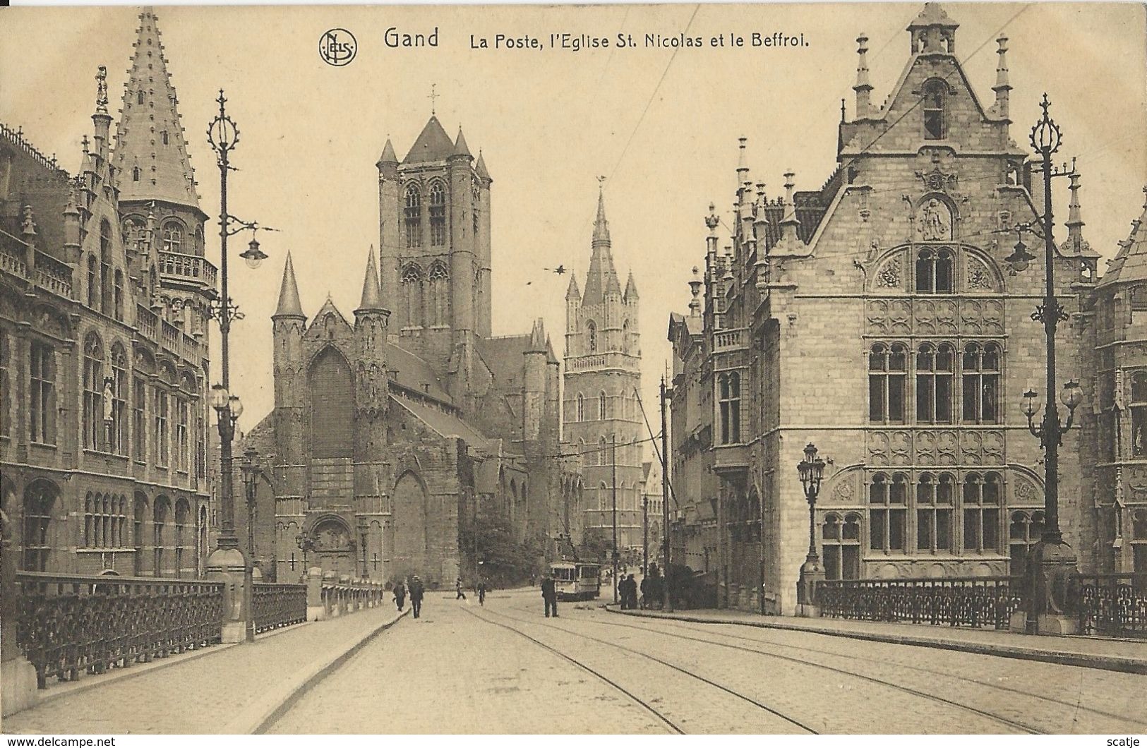 Gand   -  La Poste,  L'Eglise St. Michel Et Le Beffroi - Gent