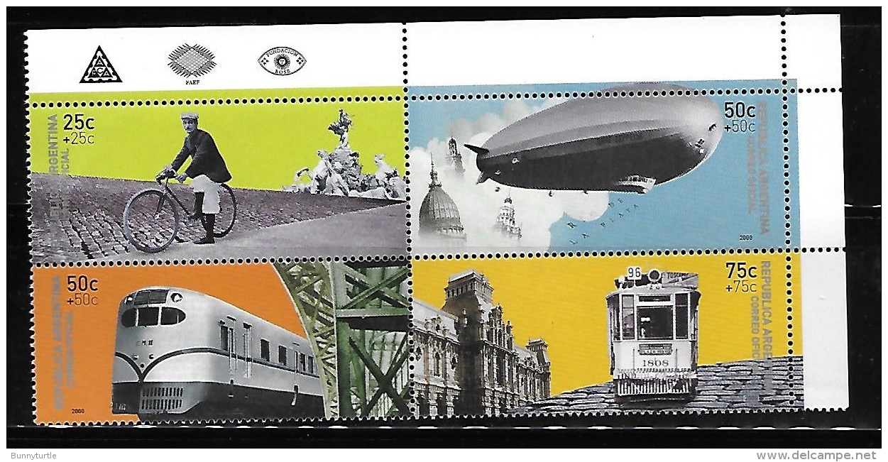 Argentina 2000 Methods Of Transportation Blk Of 4 MNH - Unused Stamps