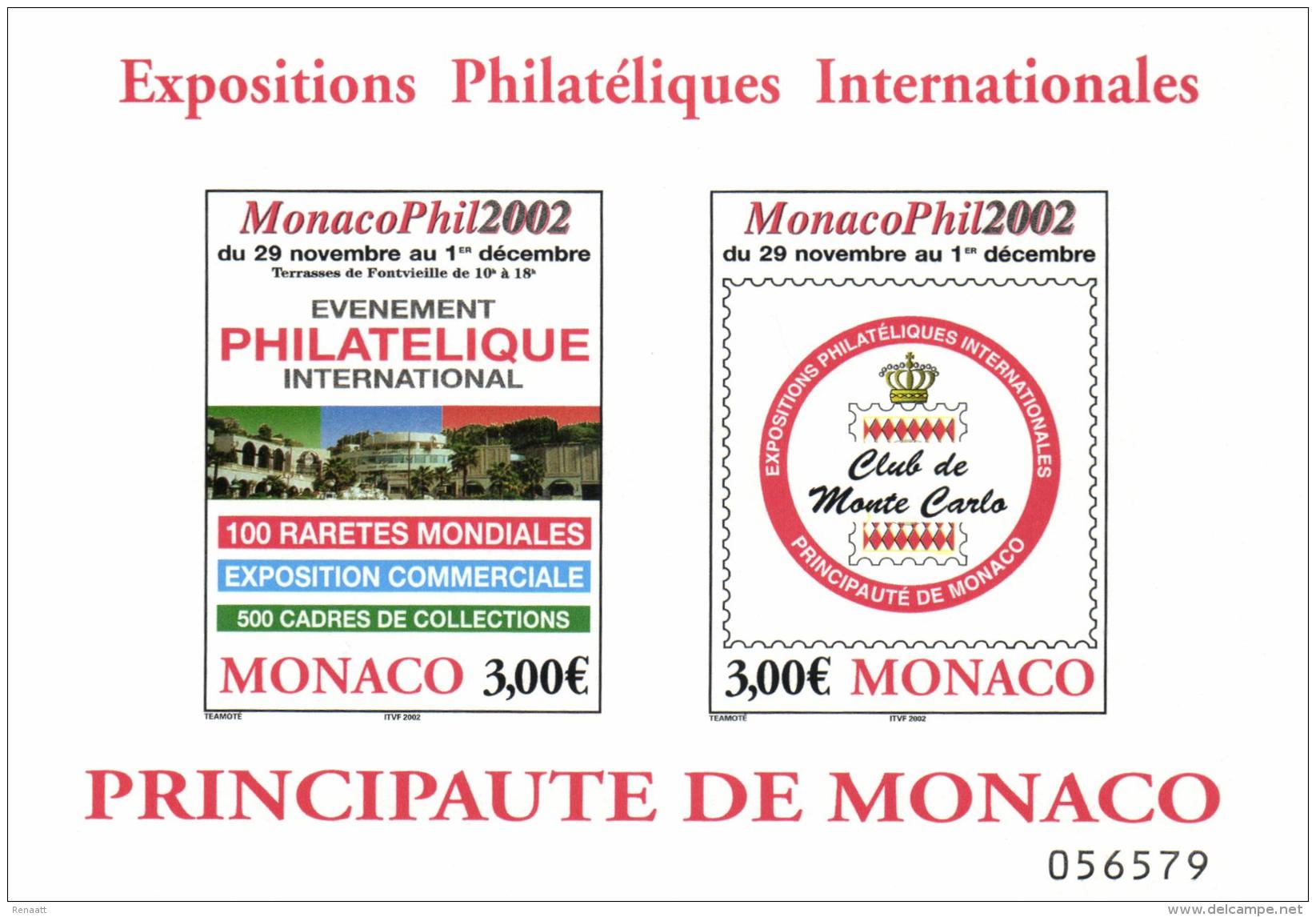 Monaco 2002 Mi. Block 85 Sheetlet MNH, MonacoPhil, Stamps Fair - Blocks & Kleinbögen