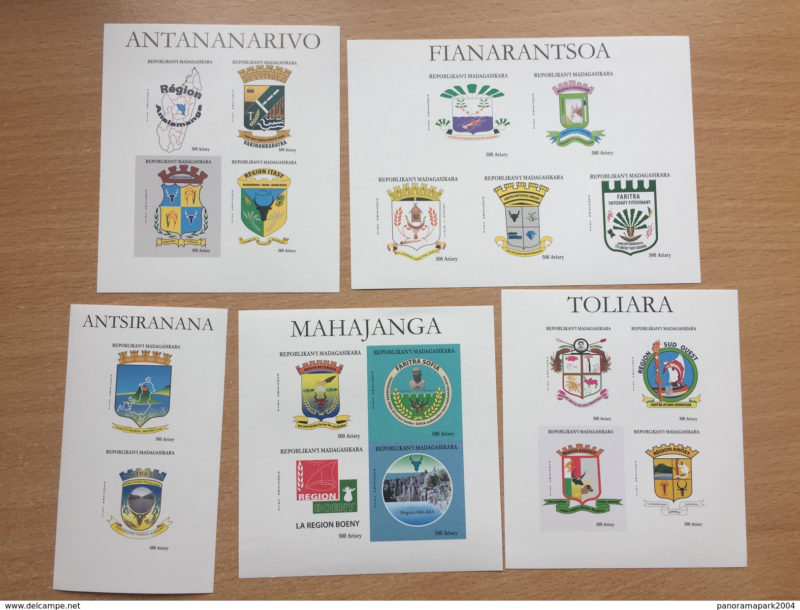 Madagascar Madagaskar 2017 Mi. 2693 - 2714 Armoiries Coat Of Arms Wappen Faune Fauna Boat 5 Imperf ND Ungezähnt Blocks - Madagaskar (1960-...)