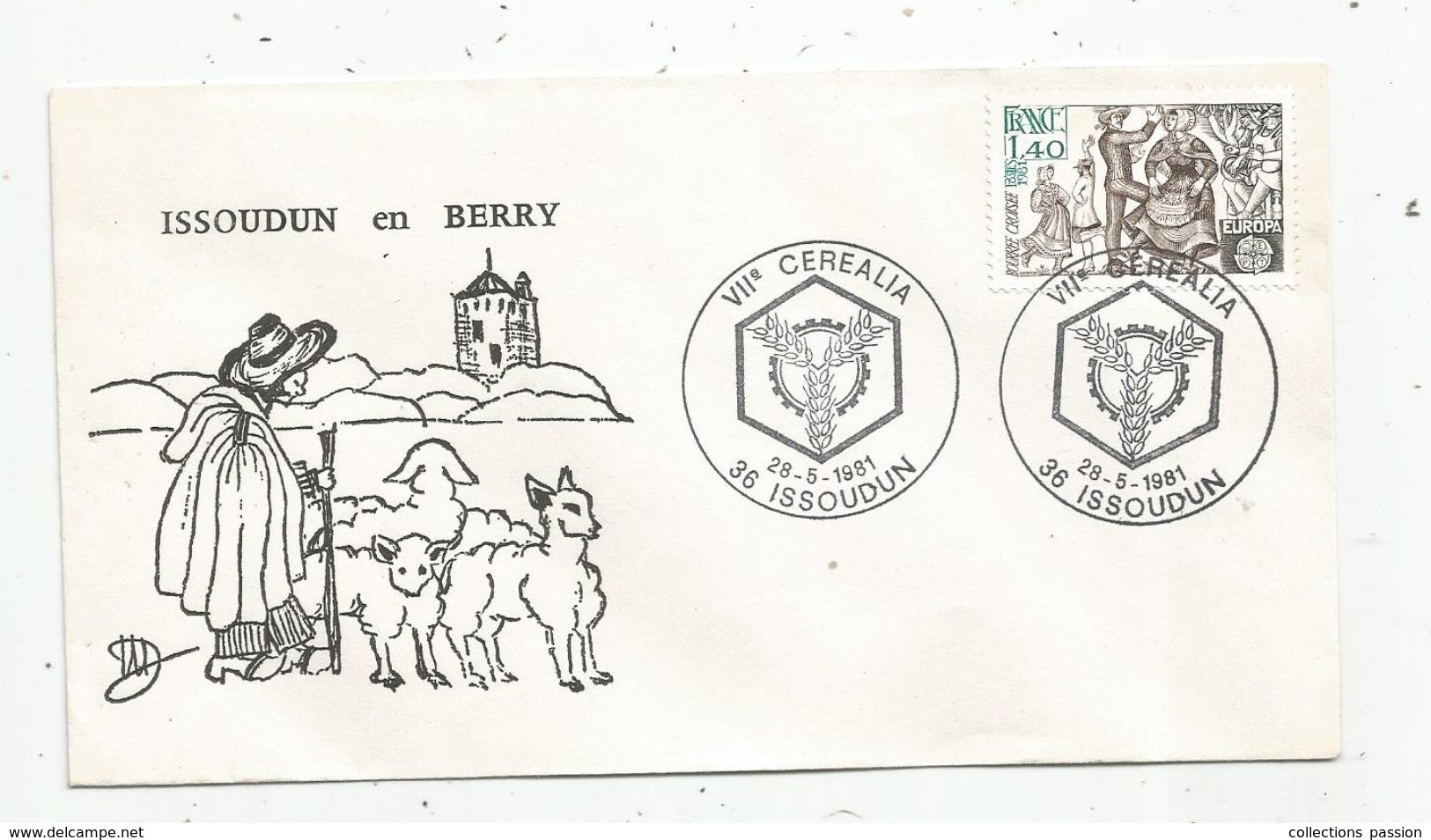 Timbre, FDC, 1 Er Jour, ISSOUDUN EN BERRY , 1981 , Illustrateur , Signé - 1980-1989