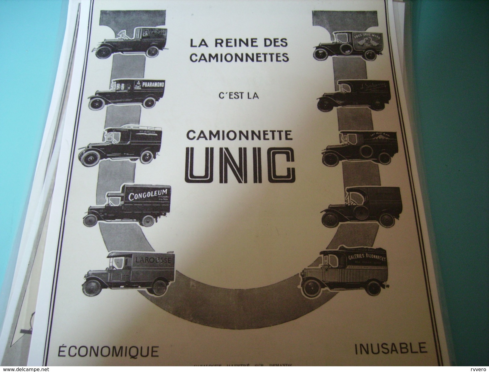 ANCIENNE PUBLICITE LA REINE DES  CAMIONNETTE UNIC   1925 FOIE GRAS MARIE - Camions