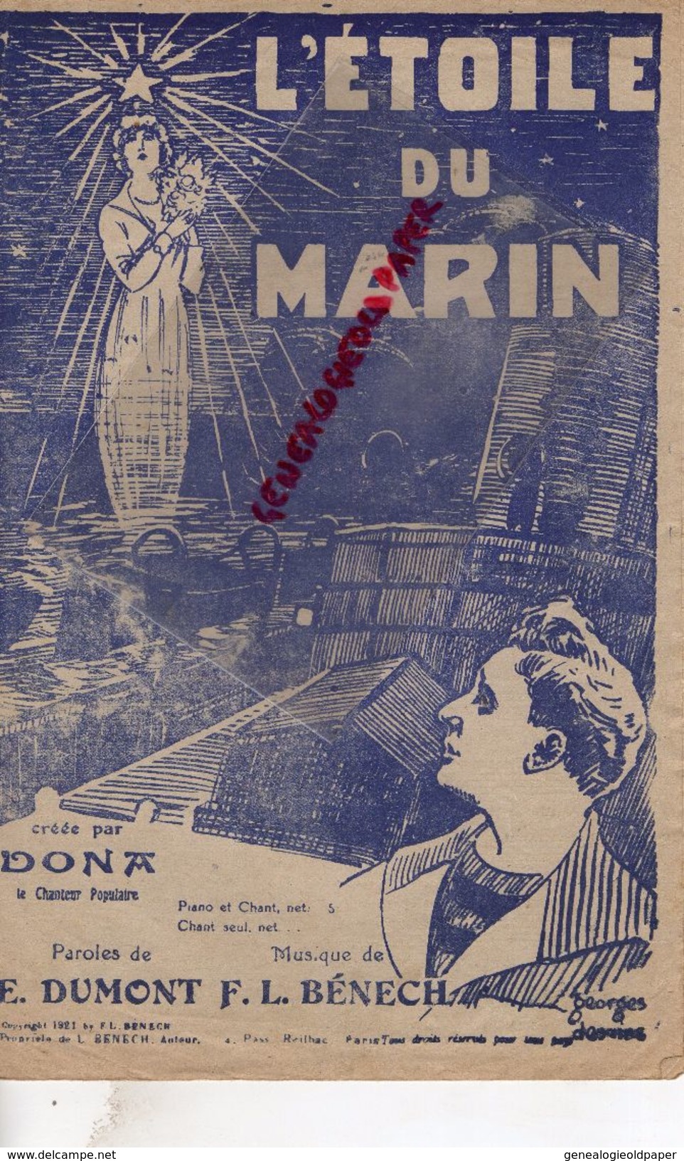 PARTITION MUSICALE-L' ETOILE DU MARIN- MARINE- DONA-E.DUMONT-BENECH- - Partitions Musicales Anciennes