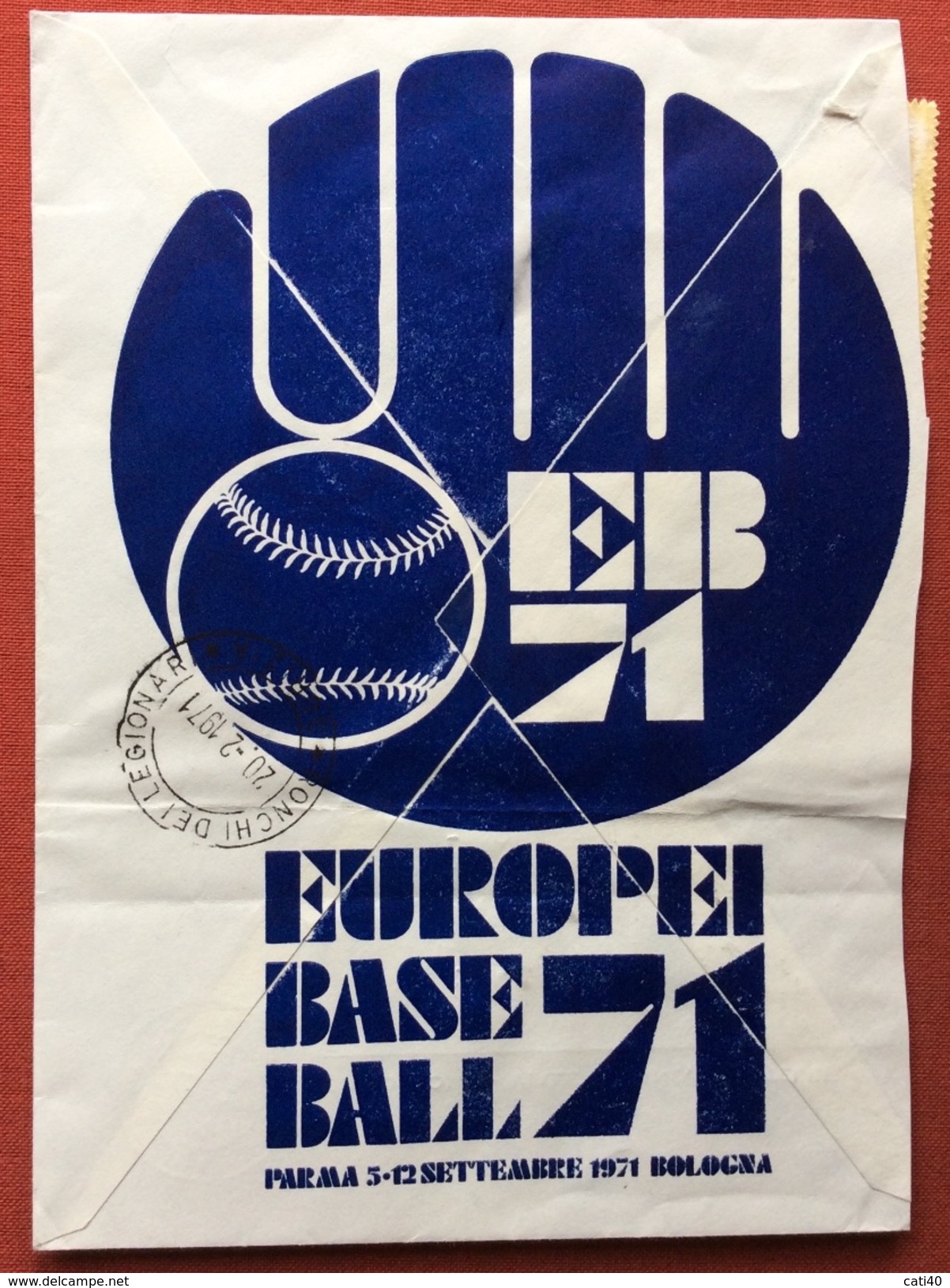 BASEBALL  EUROPEI BASEBALL 71 BUSTA DELLA FEDERAZIONE ITALIANA RACC. CON TARGHETTA ROSSA ROMA A.D. 06026 CONI L. 0330 - Baseball