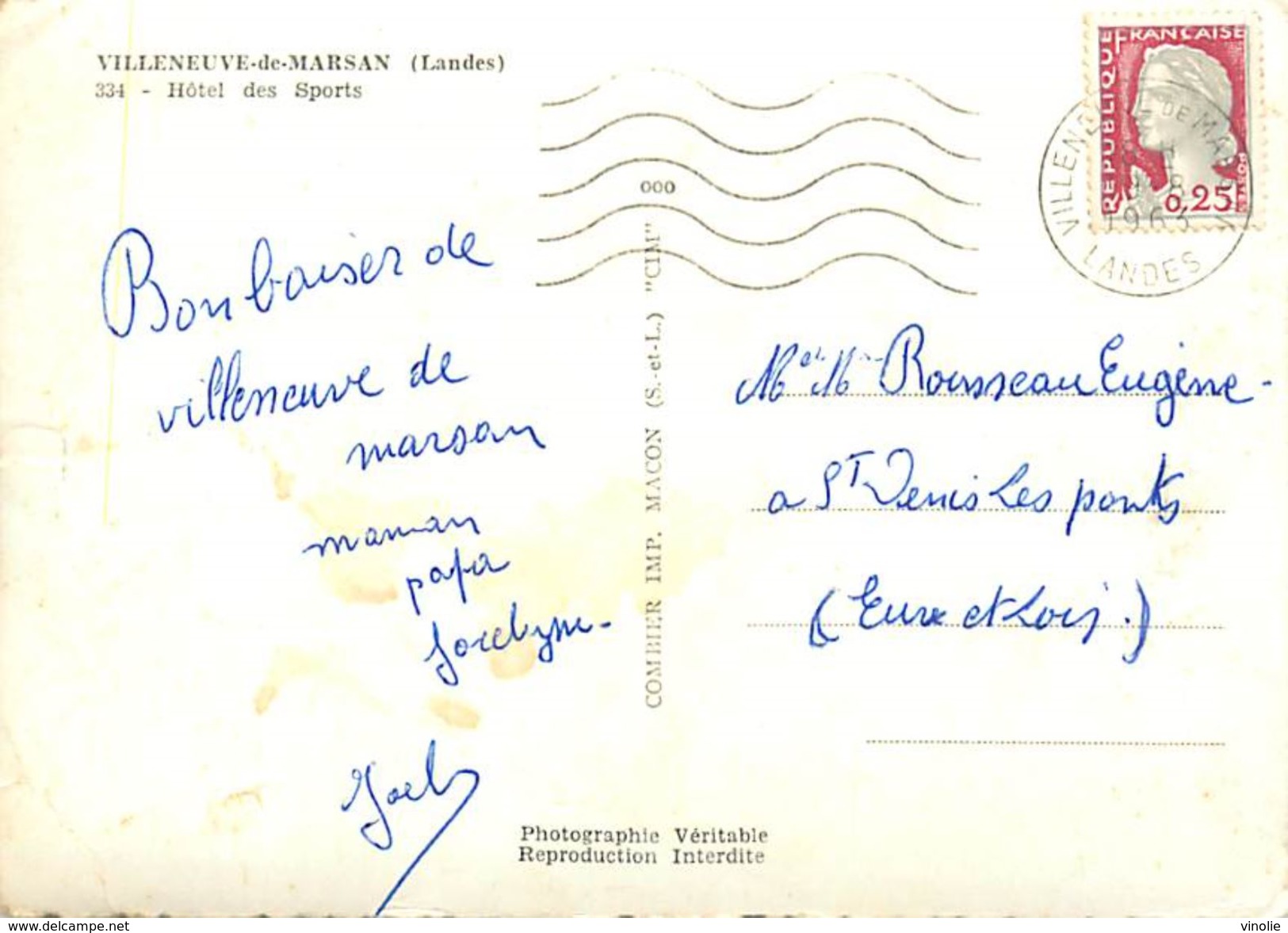 PIE 17-P Mo-4781 : VILLENEUVE DE MARSAN. HOTEL DES SPORTS - Villeneuve De Marsan