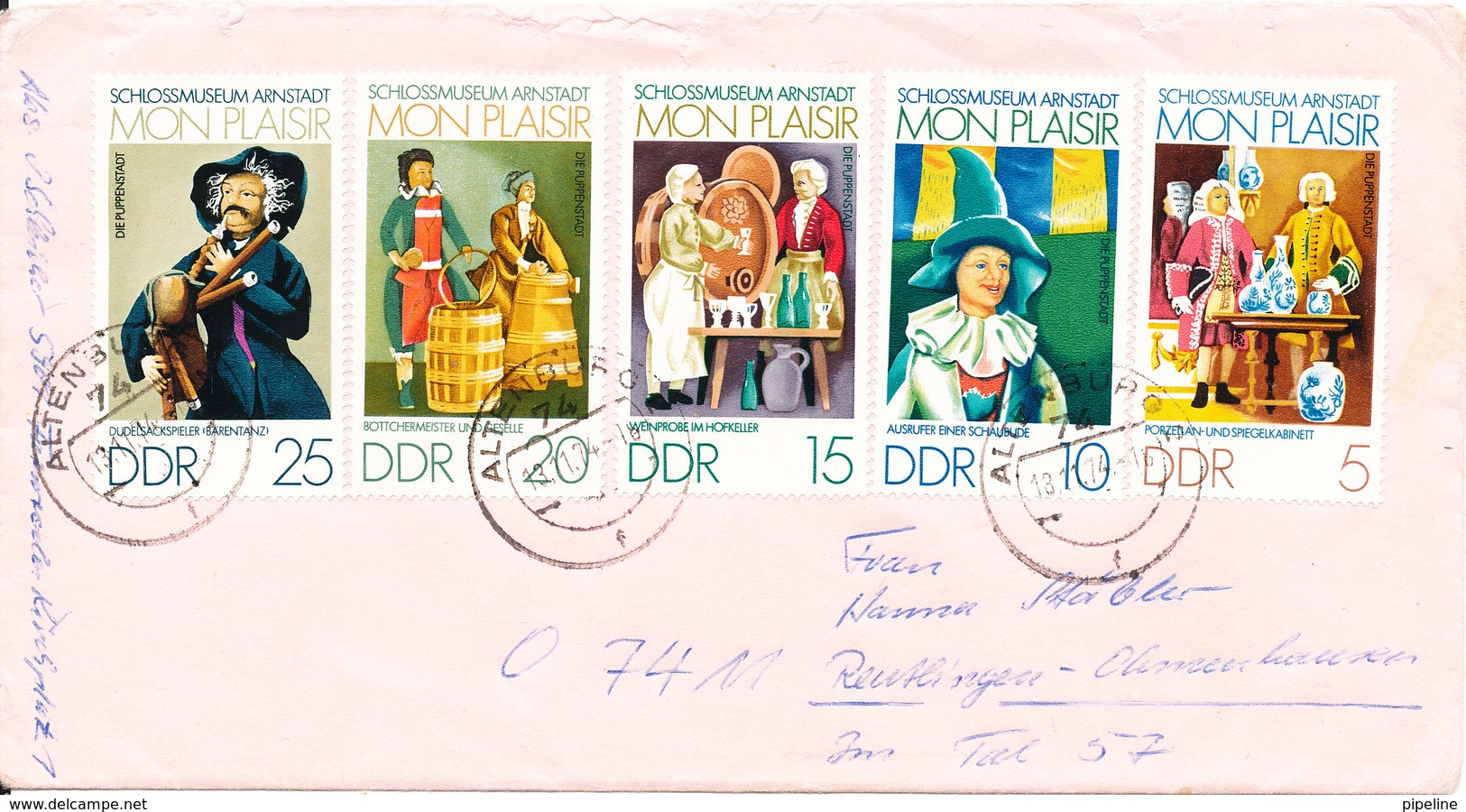 Germany DDR Cover Sent To Switzerland 13-11-1974 With Complete Set Of 6 Slossmuseum Arnstadt (1 Stamp On The Backside Of - Autres & Non Classés