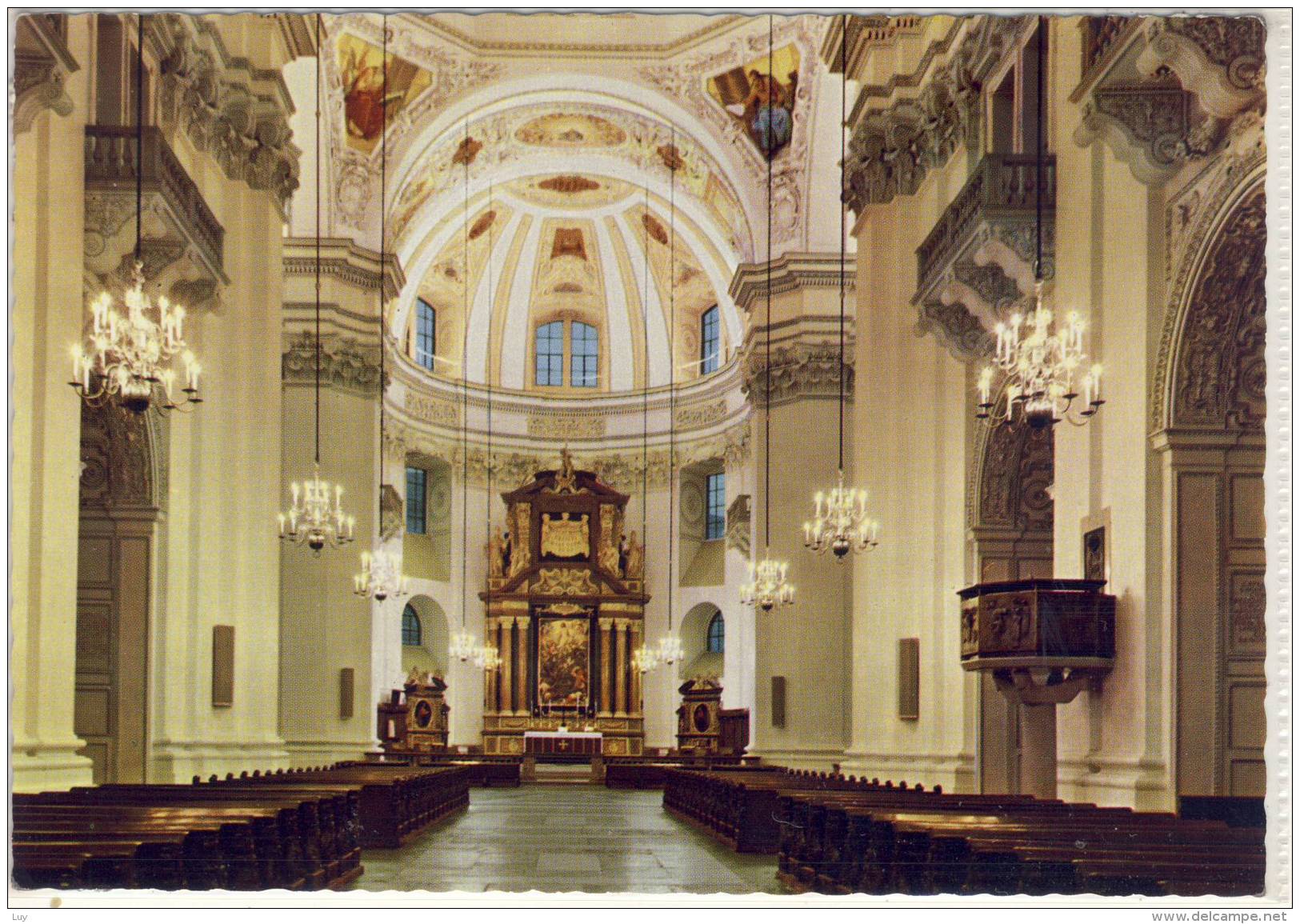 SALZBURG - Dom Inneres Mit Blick Auf Altar, Gel. M. Schönem Werbestempel - Salzburg Stadt