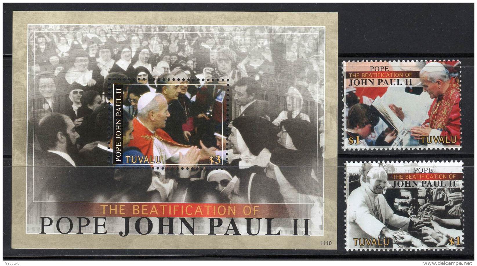 TUVALU - 2011 - N° 1506/7 +   BLOC N°162 **  Jean-Paul II - Popes