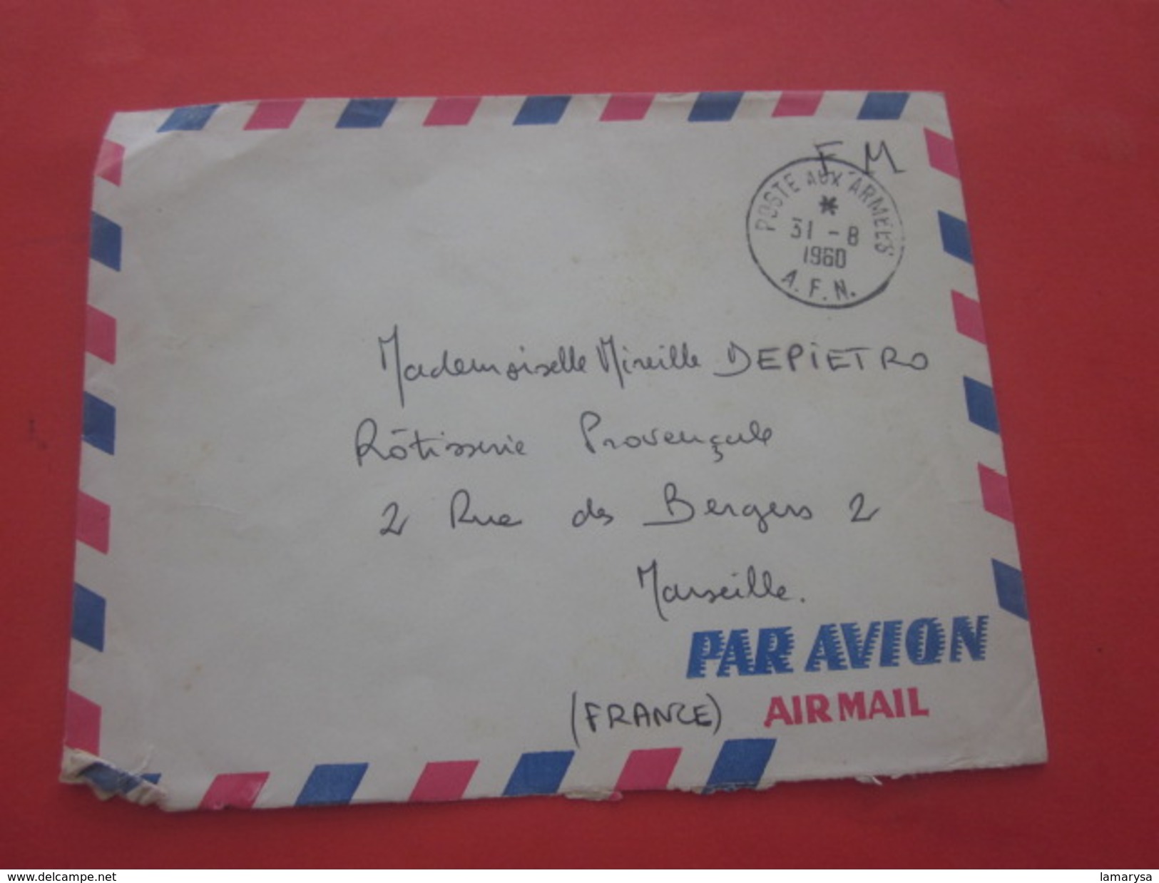 1960 France-Marcophilie Lettre FM Franchise Militaire-Cachet Militaire Poste Aux Armées-Secteur Postal 86652 AFN Algérie - Guerra D'Algeria