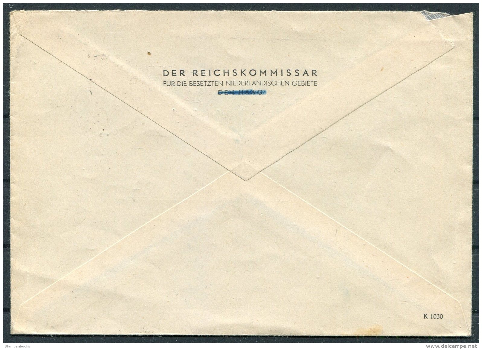 1942 Netherlands 'Durch Deutsches Dienstpost Niederlande' DDP Rotterdam Reichskommissar Cover - Leipzig, Germany - Briefe U. Dokumente