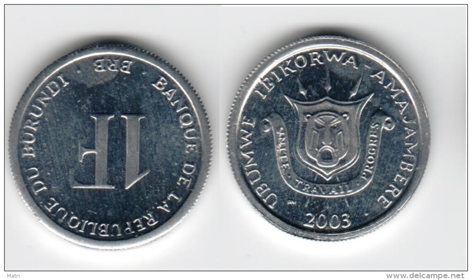 Burundi 1 Franc 2003 UNC Km#19 - Burundi
