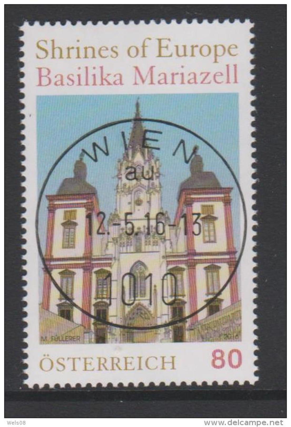 Österreich 2016:  "Shrines Of Europa - Basilika Mariazell" Gestempelt (siehe Foto/Scan) - Gebraucht